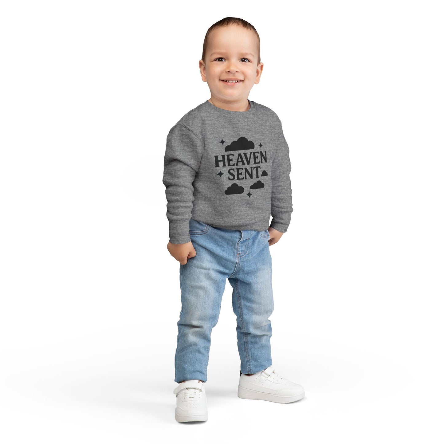 Heaven Sent Toddler Sweatshirt, Cute Kids Apparel, Cozy Kids Gift, Baby Shower, Toddler Clothing, Childrens Wear