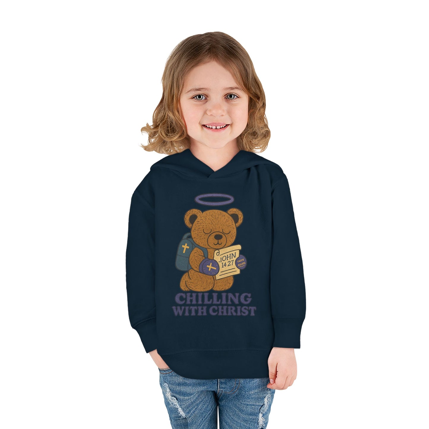 Toddler Fleece Hoodie with Chilling Bear Design - Cute, Comfy, Great for Kids, Winter Wear, Holiday Gift