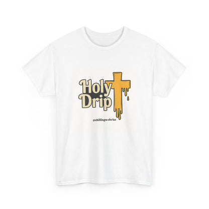 Holy Drip Unisex Heavy Cotton Tee, Funny Graphic Shirt, Christian Humor Gift, Trendy Casual Wear, Unique Religious Tee
