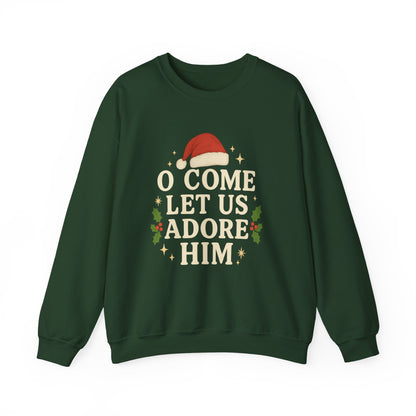 Christmas Sweatshirt "O Come Let Us Adore Him" Crewneck – Nativity Holiday Sweater