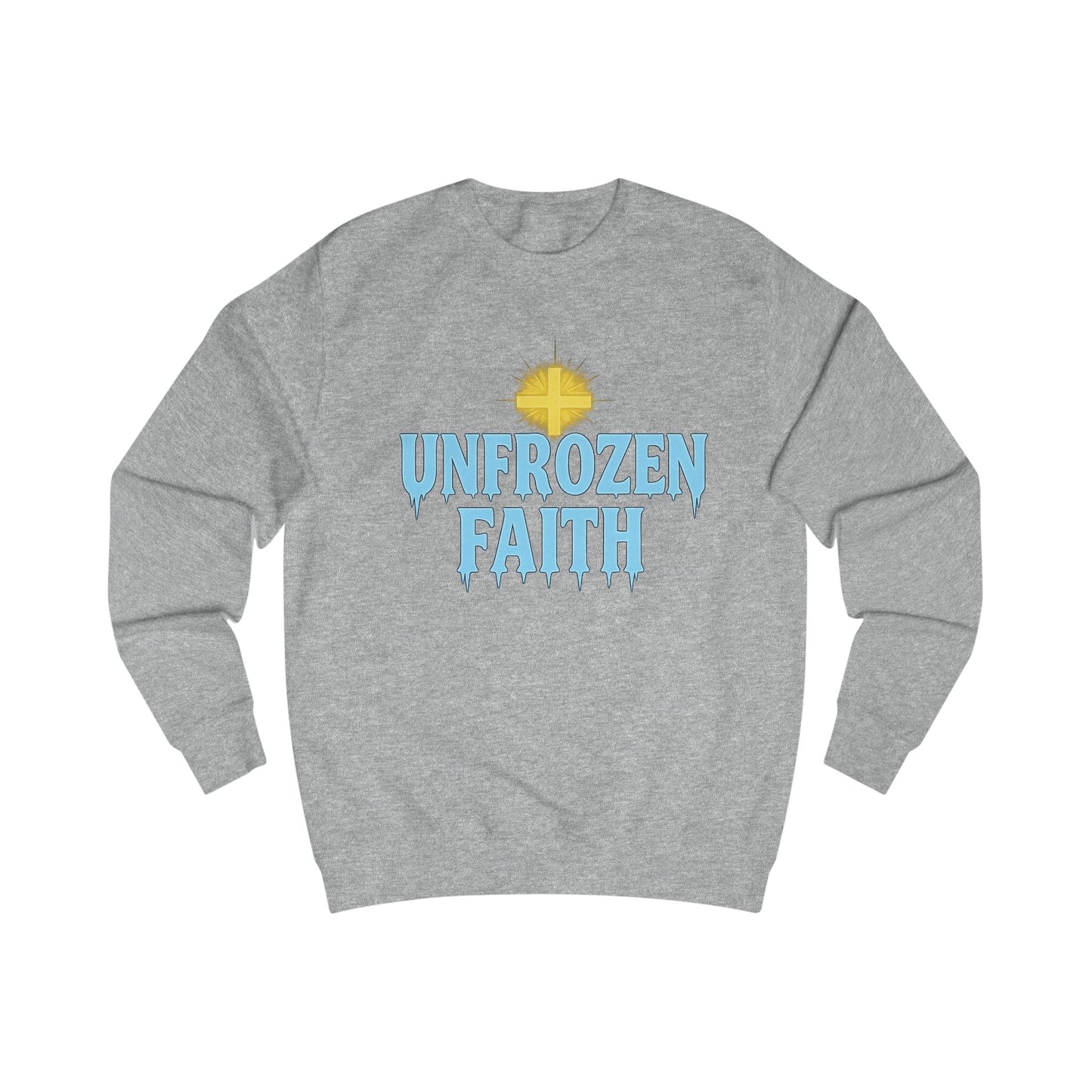 Unfrozen Faith Sweatshirt — Christian Cross Winter Graphic Crewneck