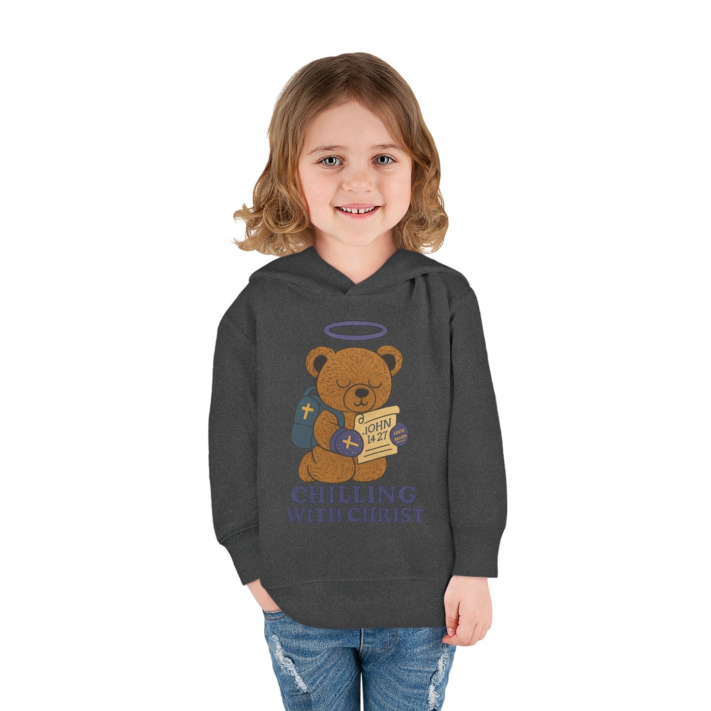 Toddler Fleece Hoodie with Chilling Bear Design - Cute, Comfy, Great for Kids, Winter Wear, Holiday Gift