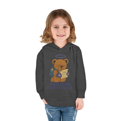 Toddler Fleece Hoodie with Chilling Bear Design - Cute, Comfy, Great for Kids, Winter Wear, Holiday Gift