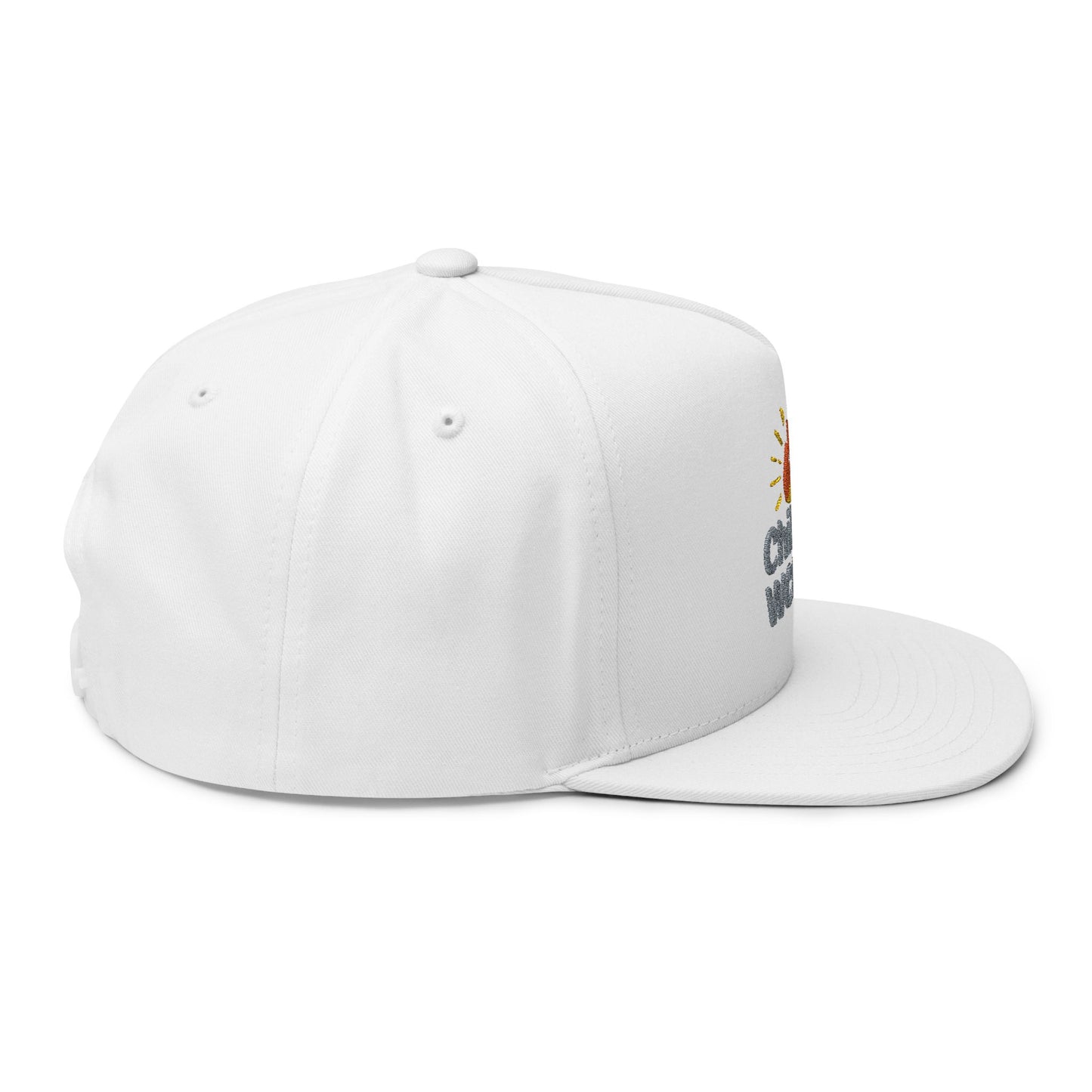 Embroidered Flat Bill Cap - 'Chilling WChrist' - Stylish Gift for Faith, Summer Festivals, Casual Wear, Outdoor Events, Everyday Fashion