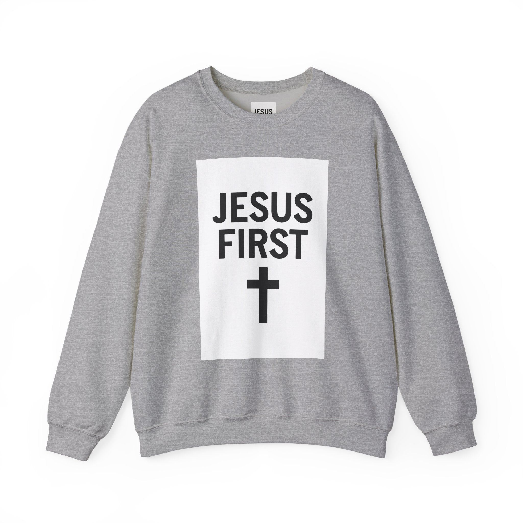 Faith-Inspired Unisex Crewneck Sweatshirt - Jesus First Graphic Top, Inspirational Gift, Christian Apparel, Everyday Wear, Cozy Outfit