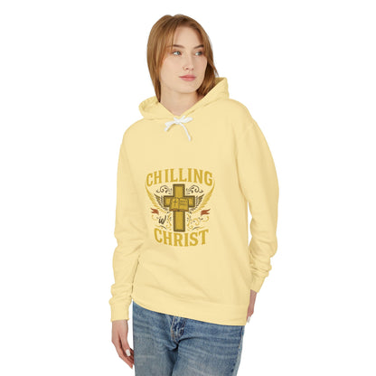 Chilling Christ Hooded Sweatshirt, Unisex Lightweight Hoodie, Christian Apparel, Faith-Based Gift, Casual Religious Wear