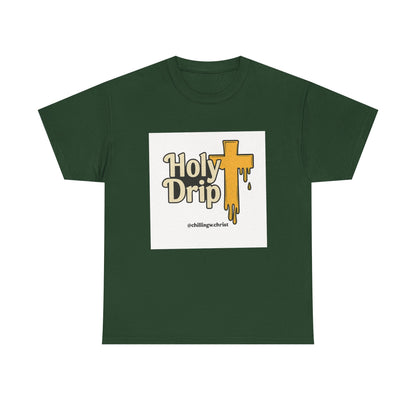 Holy Drip Unisex Heavy Cotton Tee, Funny Graphic Shirt, Christian Humor Gift, Trendy Casual Wear, Unique Religious Tee