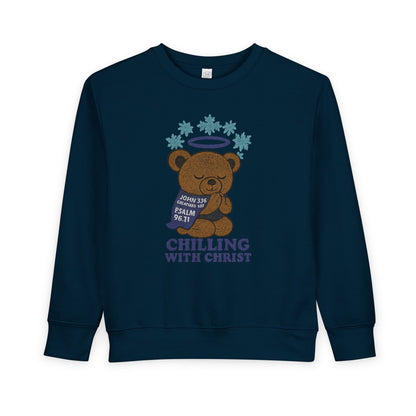 Toddler Christian Sweatshirt with Bear Design, Cute Kids Birthday Gift, Cozy Religious Apparel for Toddlers, Perfect for Christmas, Baptism