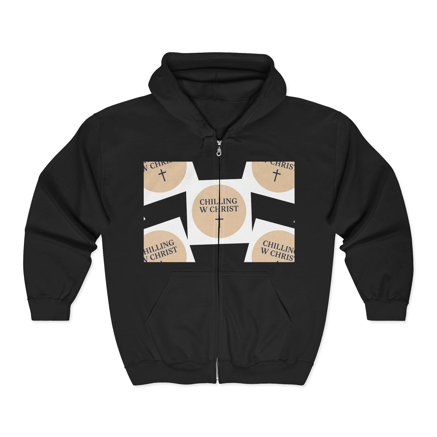 Chilling with Christ Full Zip Hoodie - Faith-Based. Comfortable Apparel for Every Day, Christian Faithwear, Gift Idea, Cozy Sweatshirt.