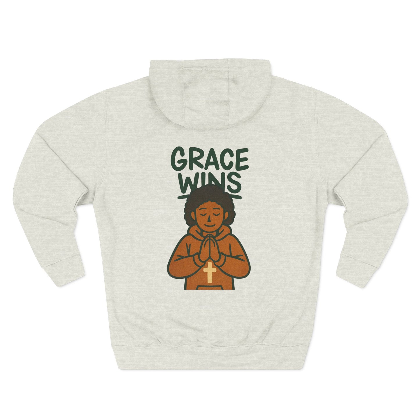 Comfortable Fleece Hoodie for Inspirational Wear, Faith Hoodie, Grace Wins Design, Chill Vibes, Gift for Her