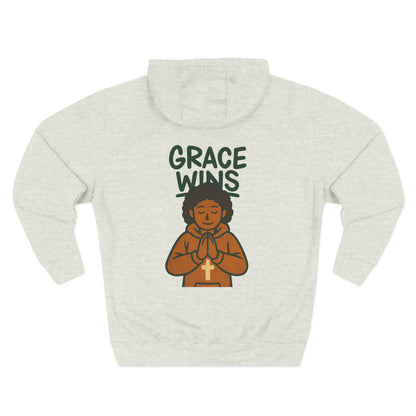 Comfortable Fleece Hoodie for Inspirational Wear, Faith Hoodie, Grace Wins Design, Chill Vibes, Gift for Her