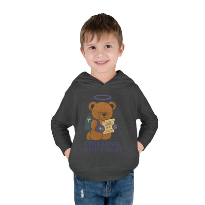Toddler Fleece Hoodie with Chilling Bear Design - Cute, Comfy, Great for Kids, Winter Wear, Holiday Gift