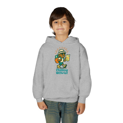 Chilling WChrist Youth Hooded Sweatshirt - Perfect for Christmas, Cozy Vibes, Gift for Kids, Festive Wear, Fun Casual Style