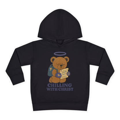 Toddler Fleece Hoodie with Chilling Bear Design - Cute, Comfy, Great for Kids, Winter Wear, Holiday Gift
