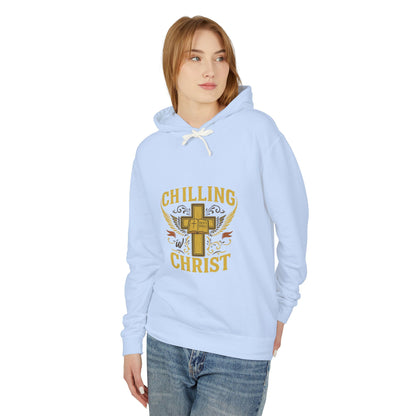 Chilling Christ Hooded Sweatshirt, Unisex Lightweight Hoodie, Christian Apparel, Faith-Based Gift, Casual Religious Wear