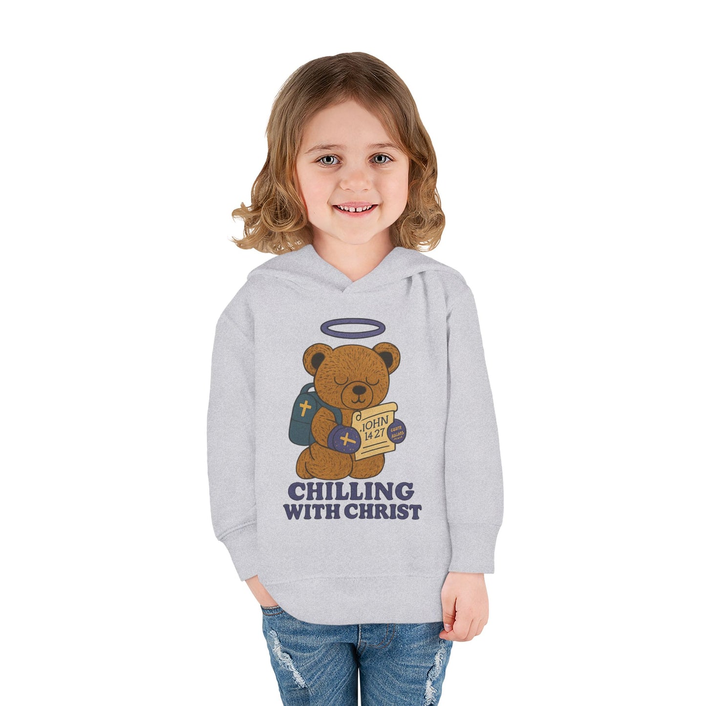 Toddler Fleece Hoodie with Chilling Bear Design - Cute, Comfy, Great for Kids, Winter Wear, Holiday Gift