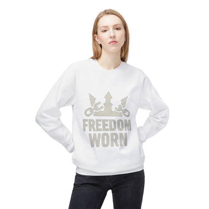 Freedom Worn Crewneck Sweatshirt - Cozy Unisex Fleece, Perfect for Casual Wear, Gift Ideas, Birthdays, Freedom Celebrations, [...]