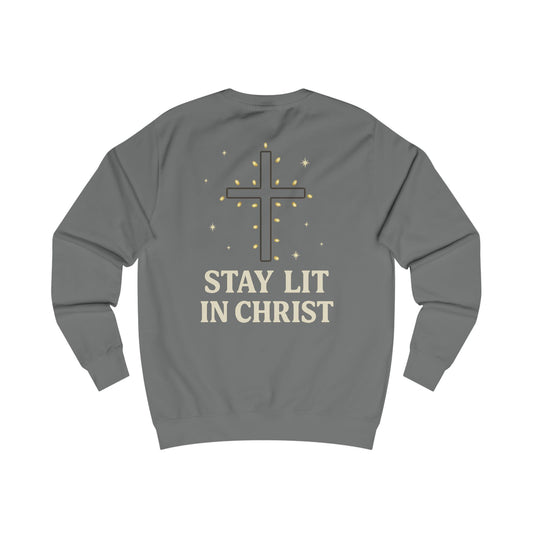 Stay Lit in Christ Sweatshirt – Christian Cross Faith Crewneck