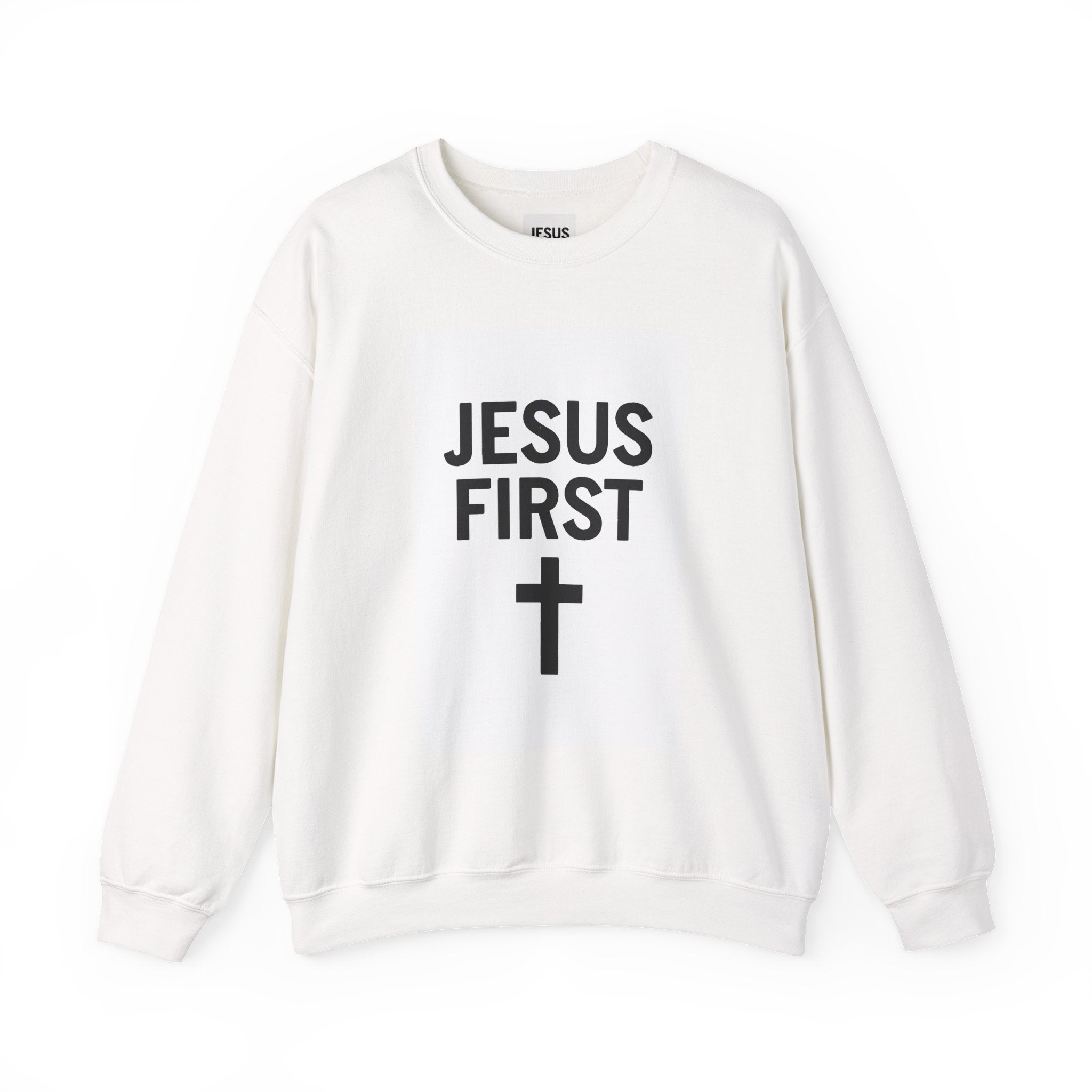 Faith-Inspired Unisex Crewneck Sweatshirt - Jesus First Graphic Top, Inspirational Gift, Christian Apparel, Everyday Wear, Cozy Outfit