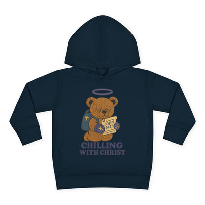 Toddler Fleece Hoodie with Chilling Bear Design - Cute, Comfy, Great for Kids, Winter Wear, Holiday Gift