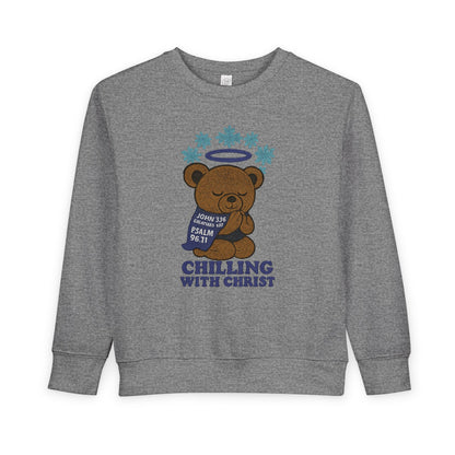 Toddler Christian Sweatshirt with Bear Design, Cute Kids Birthday Gift, Cozy Religious Apparel for Toddlers, Perfect for Christmas, Baptism