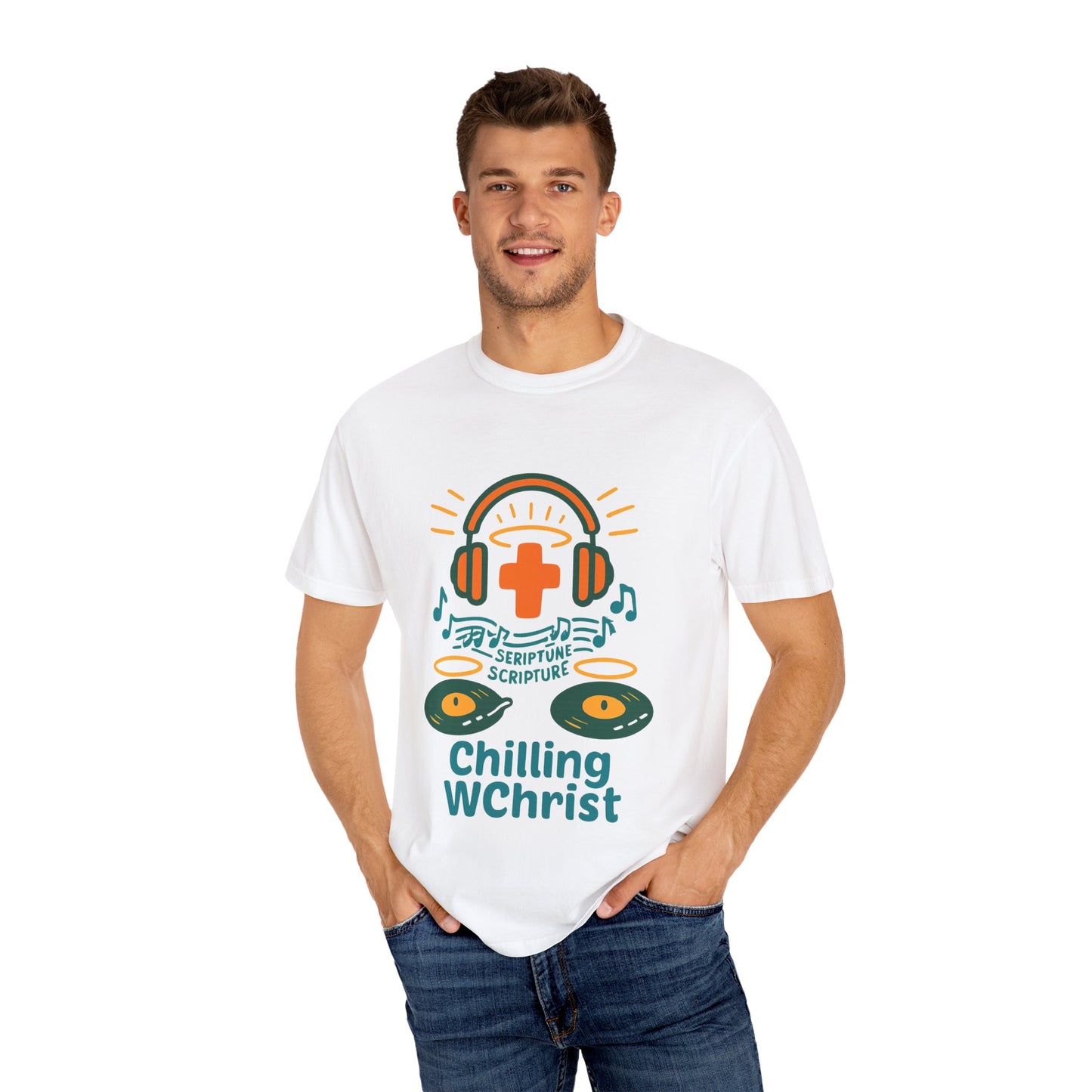 Unisex Music & Faith T-Shirt - Chilling WChrist, Casual Wear, Gift for Music Lovers, Christian Apparel, Spiritual Comfort