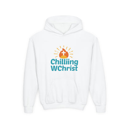 Youth Christian Hoodie - Chilling with Christ Sweatshirt - Faith Apparel, Religious Gift, Inspirational Clothing, Cozy Hooded Sweatshirt