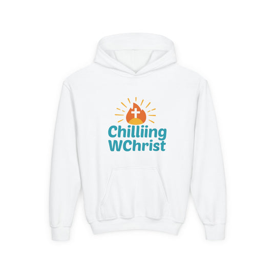 Youth Christian Hoodie - Chilling with Christ Sweatshirt - Faith Apparel, Religious Gift, Inspirational Clothing, Cozy Hooded Sweatshirt