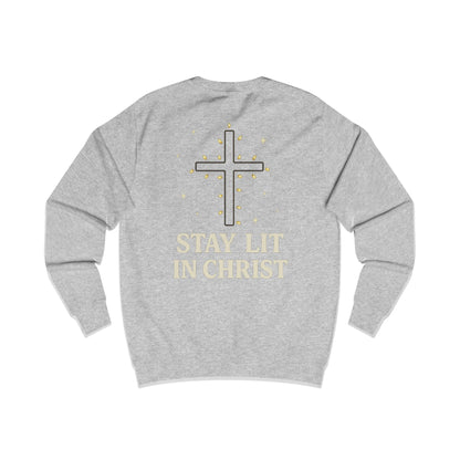 Stay Lit in Christ Sweatshirt – Christian Cross Faith Crewneck