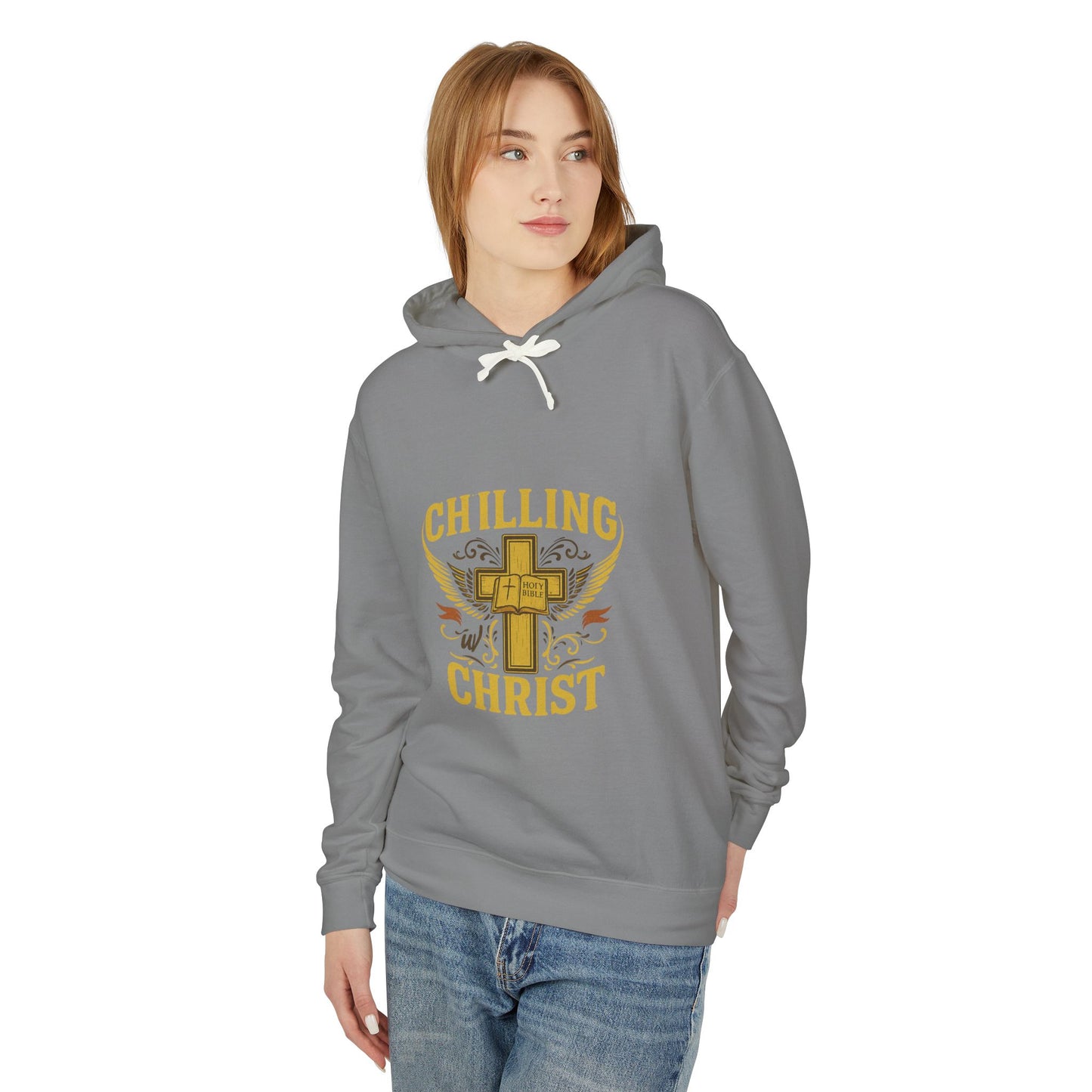 Chilling Christ Hooded Sweatshirt, Unisex Lightweight Hoodie, Christian Apparel, Faith-Based Gift, Casual Religious Wear