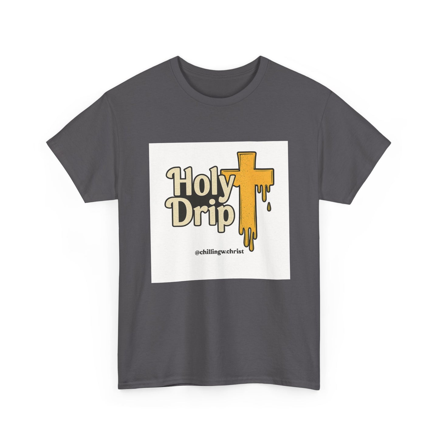 Holy Drip Unisex Heavy Cotton Tee, Funny Graphic Shirt, Christian Humor Gift, Trendy Casual Wear, Unique Religious Tee