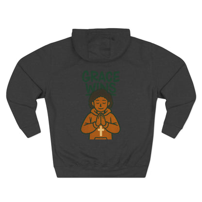 Comfortable Fleece Hoodie for Inspirational Wear, Faith Hoodie, Grace Wins Design, Chill Vibes, Gift for Her