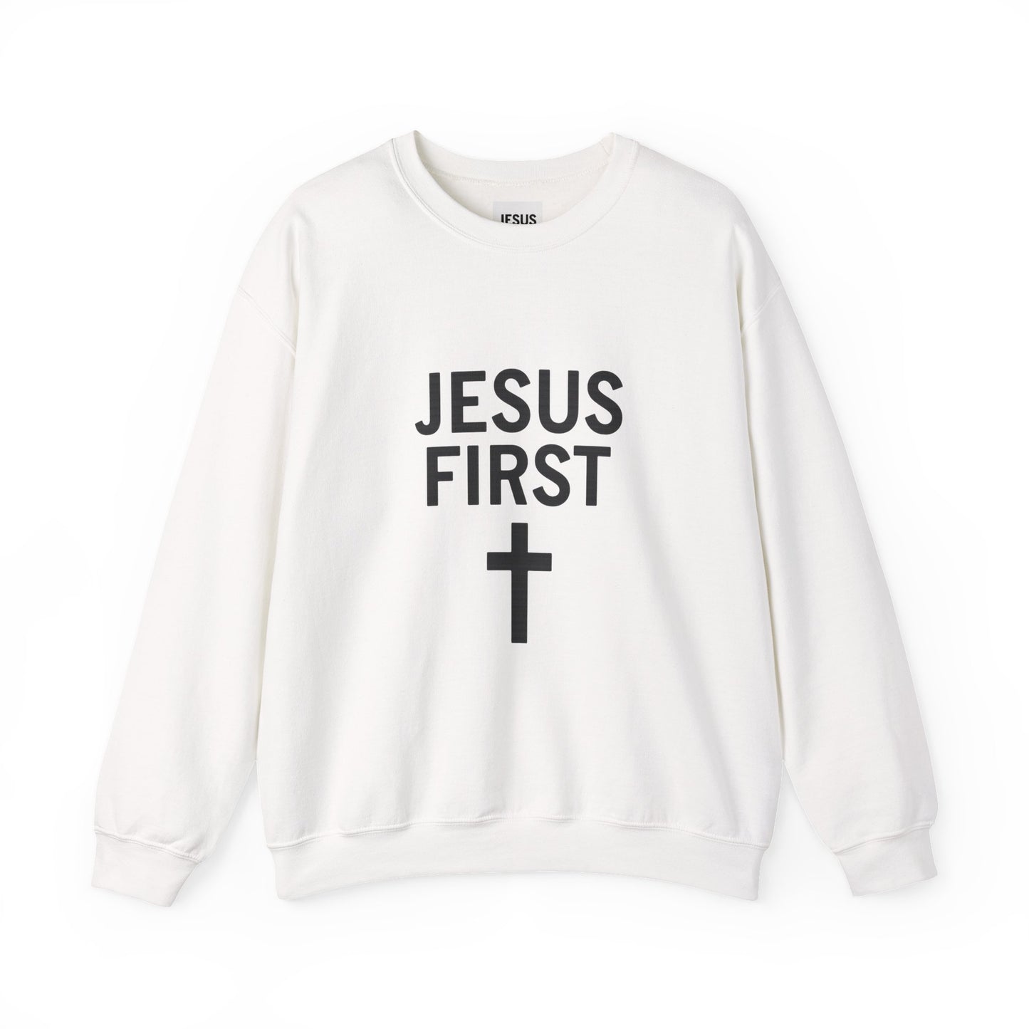 Faith-Inspired Unisex Crewneck Sweatshirt - Jesus First Graphic Top, Inspirational Gift, Christian Apparel, Everyday Wear, Cozy Outfit