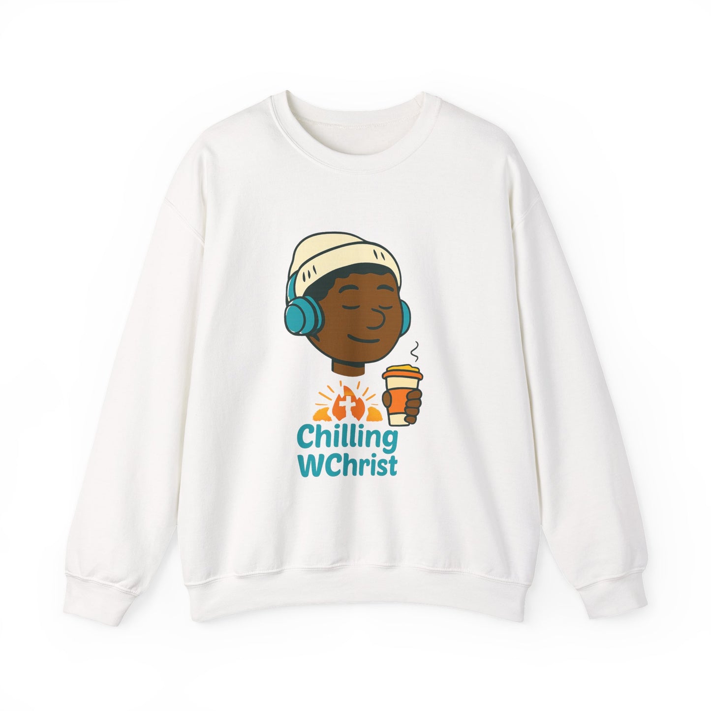 Chilling WChrist Crewneck Sweatshirt - Cozy Unisex Pullover, Holiday Gift, Sweatshirt for Christmas, Relaxed Casual Wear, Fun Winter Apparel
