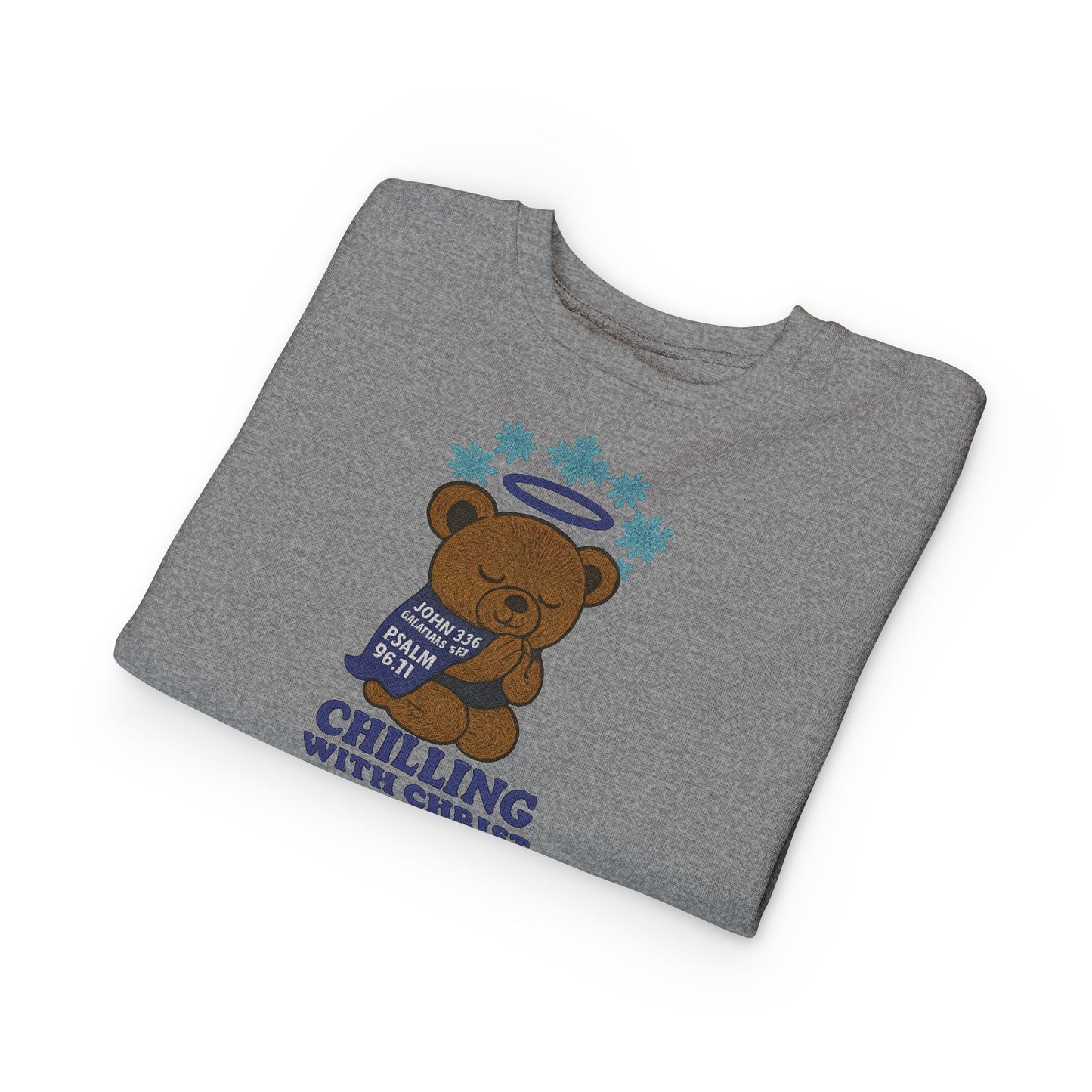 Toddler Christian Sweatshirt with Bear Design, Cute Kids Birthday Gift, Cozy Religious Apparel for Toddlers, Perfect for Christmas, Baptism