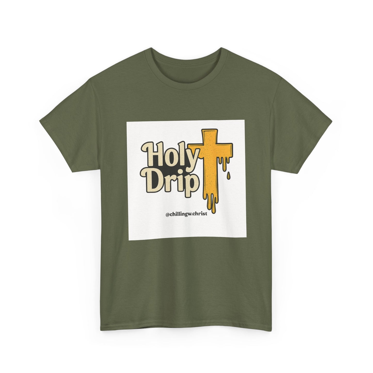 Holy Drip Unisex Heavy Cotton Tee, Funny Graphic Shirt, Christian Humor Gift, Trendy Casual Wear, Unique Religious Tee