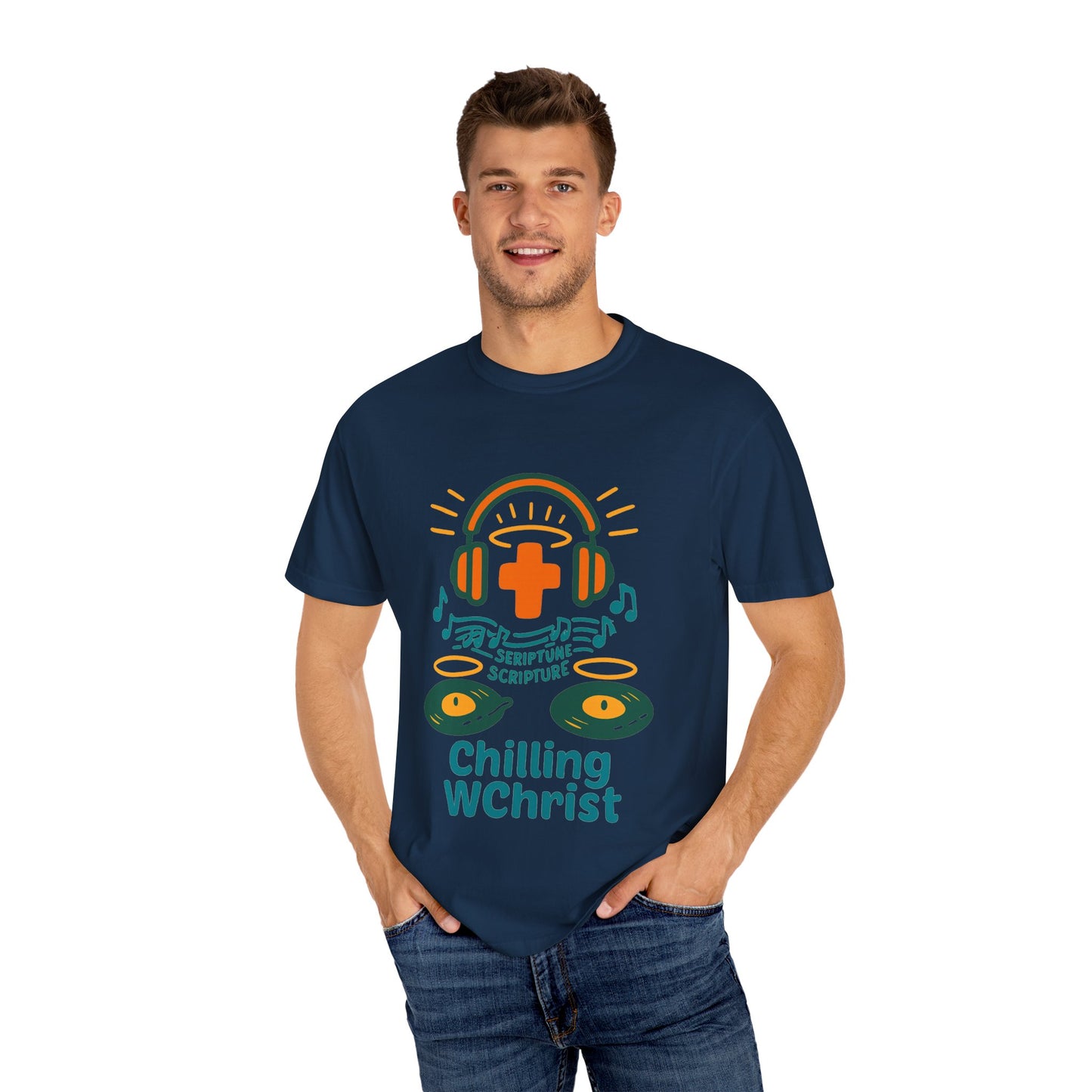 Unisex Music & Faith T-Shirt - Chilling WChrist, Casual Wear, Gift for Music Lovers, Christian Apparel, Spiritual Comfort