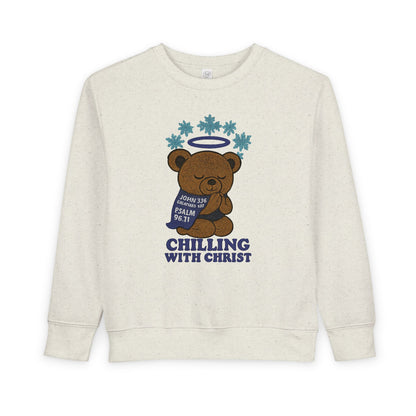 Toddler Christian Sweatshirt with Bear Design, Cute Kids Birthday Gift, Cozy Religious Apparel for Toddlers, Perfect for Christmas, Baptism