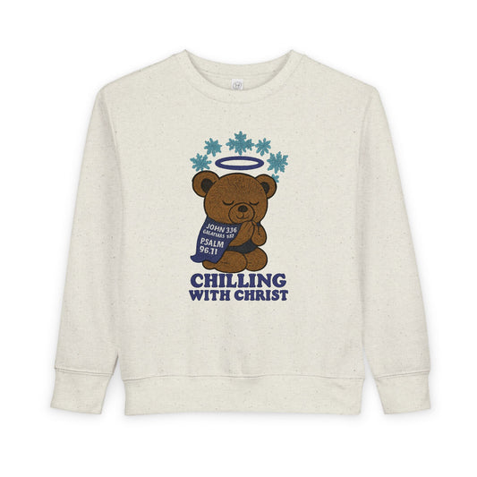 Toddler Christian Sweatshirt with Bear Design, Cute Kids Birthday Gift, Cozy Religious Apparel for Toddlers, Perfect for Christmas, Baptism