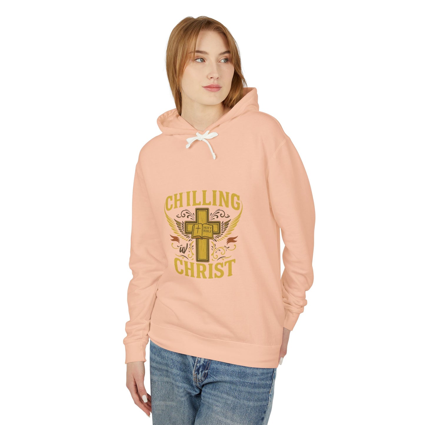 Chilling Christ Hooded Sweatshirt, Unisex Lightweight Hoodie, Christian Apparel, Faith-Based Gift, Casual Religious Wear