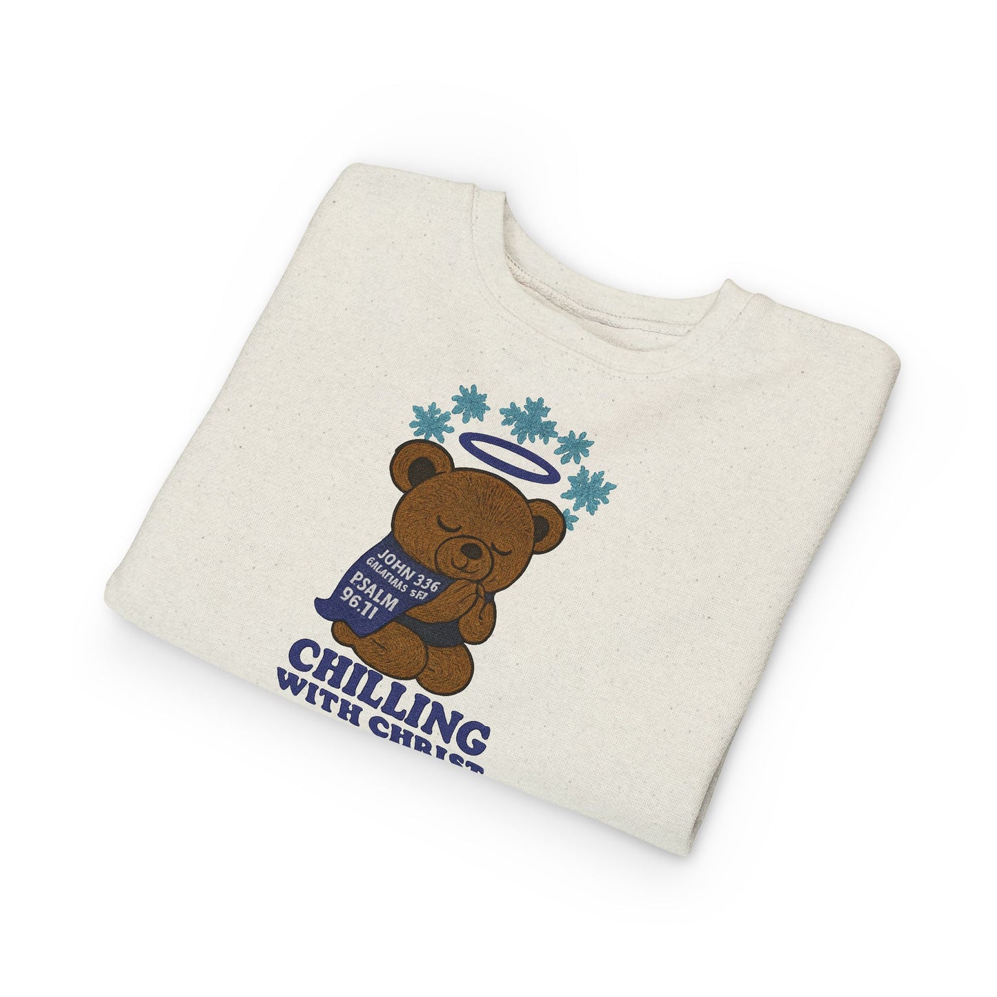 Toddler Christian Sweatshirt with Bear Design, Cute Kids Birthday Gift, Cozy Religious Apparel for Toddlers, Perfect for Christmas, Baptism