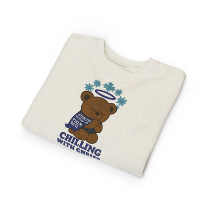 Toddler Christian Sweatshirt with Bear Design, Cute Kids Birthday Gift, Cozy Religious Apparel for Toddlers, Perfect for Christmas, Baptism