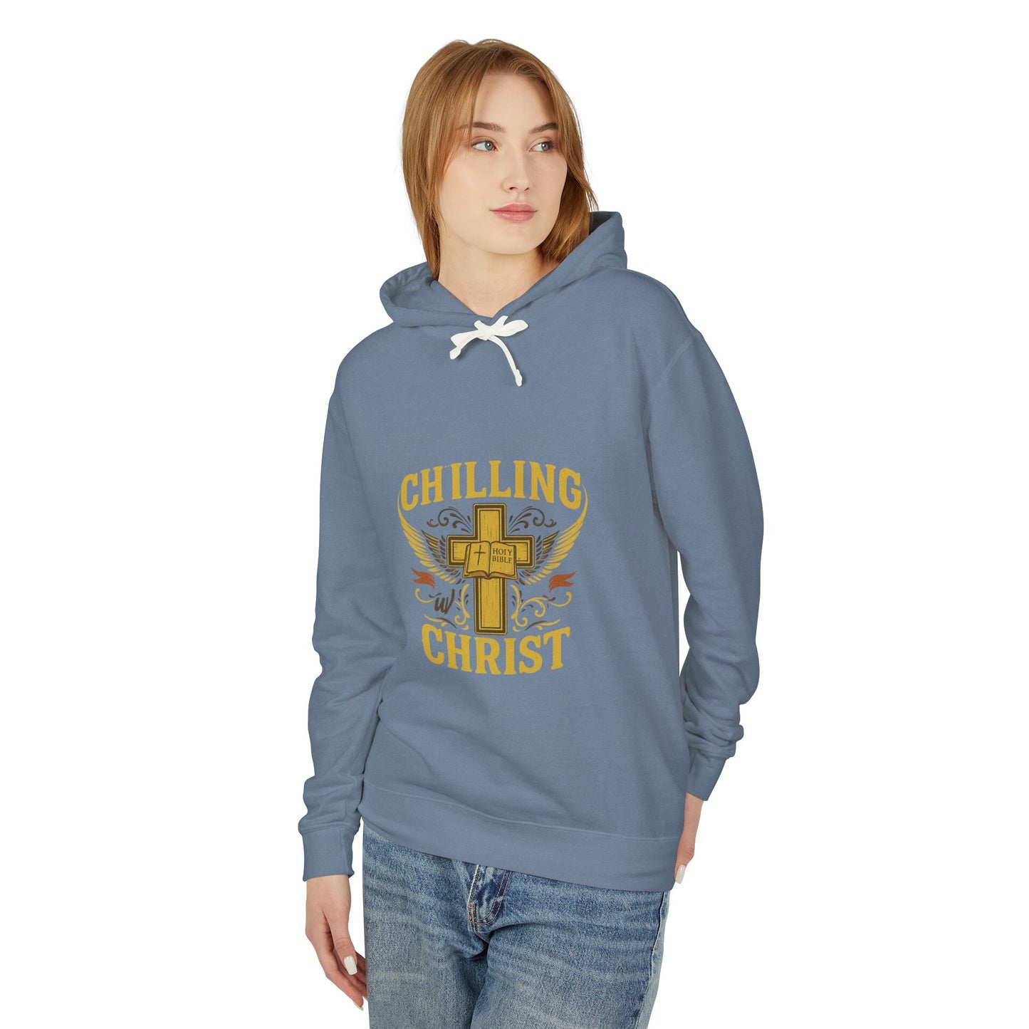 Chilling Christ Hooded Sweatshirt, Unisex Lightweight Hoodie, Christian Apparel, Faith-Based Gift, Casual Religious Wear