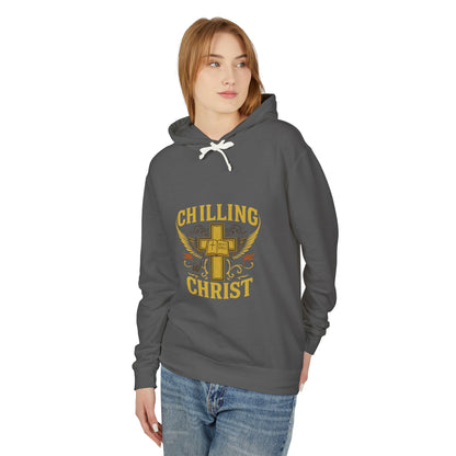Chilling Christ Hooded Sweatshirt, Unisex Lightweight Hoodie, Christian Apparel, Faith-Based Gift, Casual Religious Wear