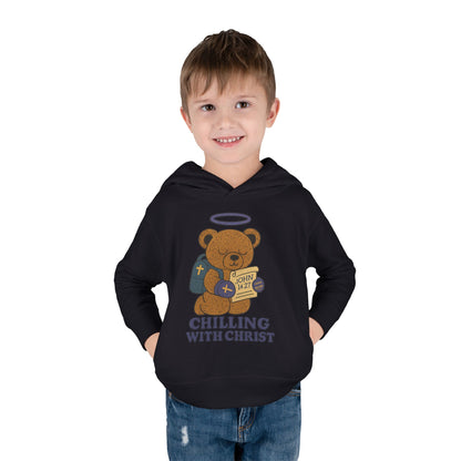 Toddler Fleece Hoodie with Chilling Bear Design - Cute, Comfy, Great for Kids, Winter Wear, Holiday Gift