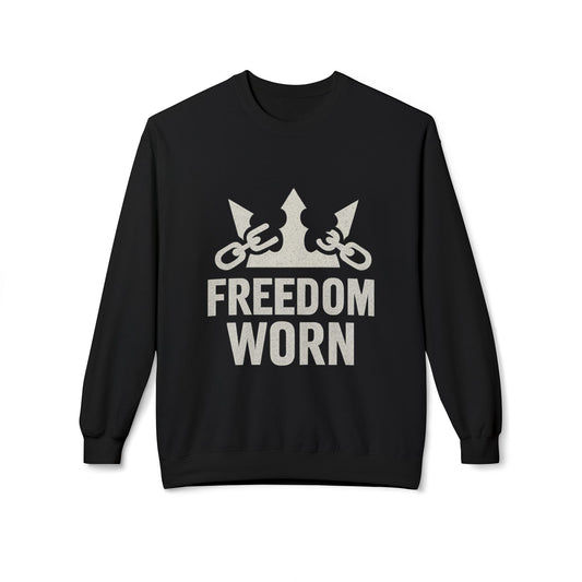 Freedom Worn Crewneck Sweatshirt - Cozy Unisex Fleece, Perfect for Casual Wear, Gift Ideas, Birthdays, Freedom Celebrations, [...]