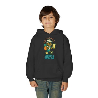Chilling WChrist Youth Hooded Sweatshirt - Perfect for Christmas, Cozy Vibes, Gift for Kids, Festive Wear, Fun Casual Style