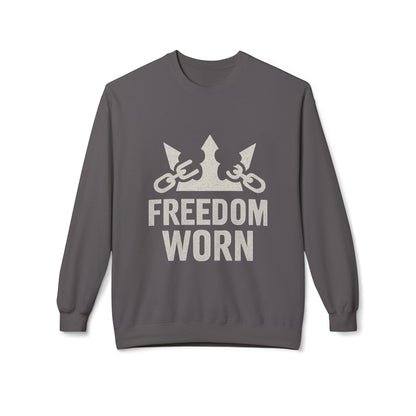 Freedom Worn Crewneck Sweatshirt - Cozy Unisex Fleece, Perfect for Casual Wear, Gift Ideas, Birthdays, Freedom Celebrations, [...]