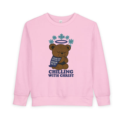 Toddler Christian Sweatshirt with Bear Design, Cute Kids Birthday Gift, Cozy Religious Apparel for Toddlers, Perfect for Christmas, Baptism