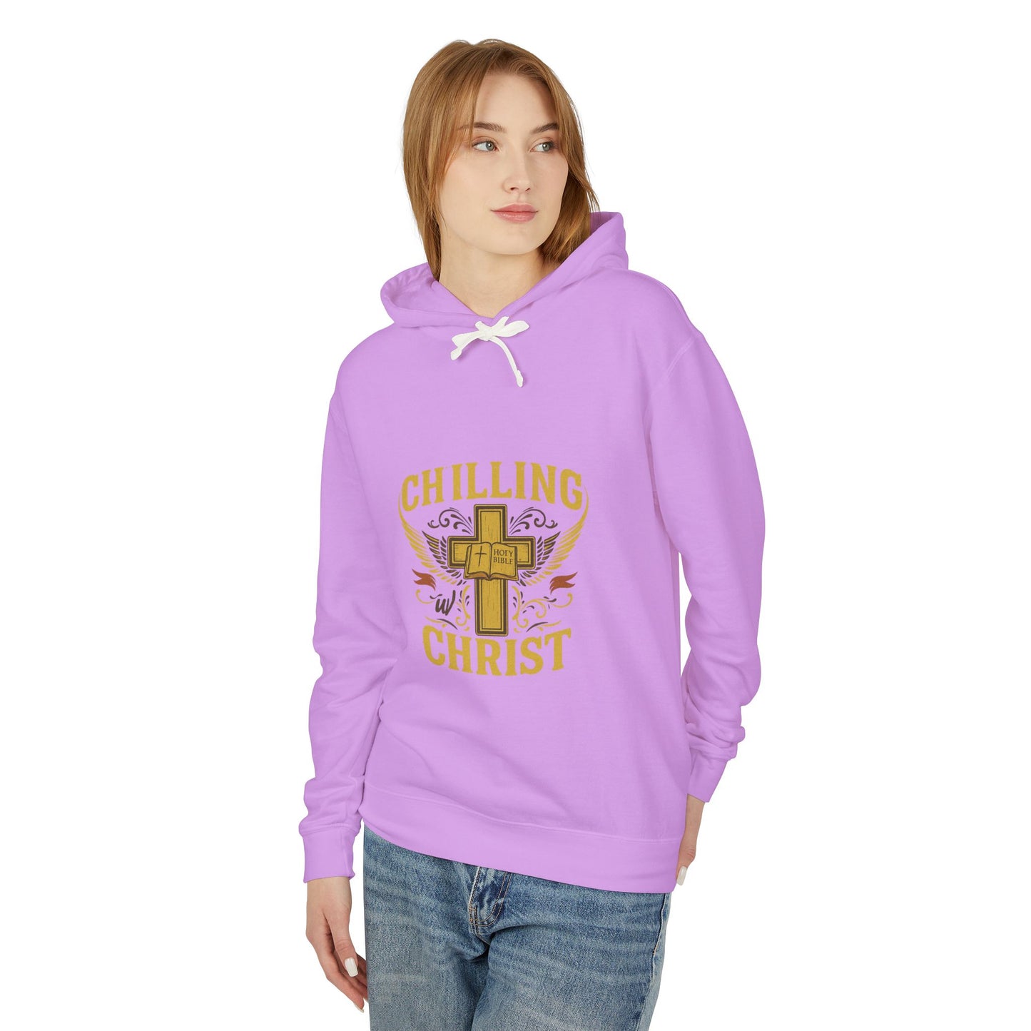 Chilling Christ Hooded Sweatshirt, Unisex Lightweight Hoodie, Christian Apparel, Faith-Based Gift, Casual Religious Wear